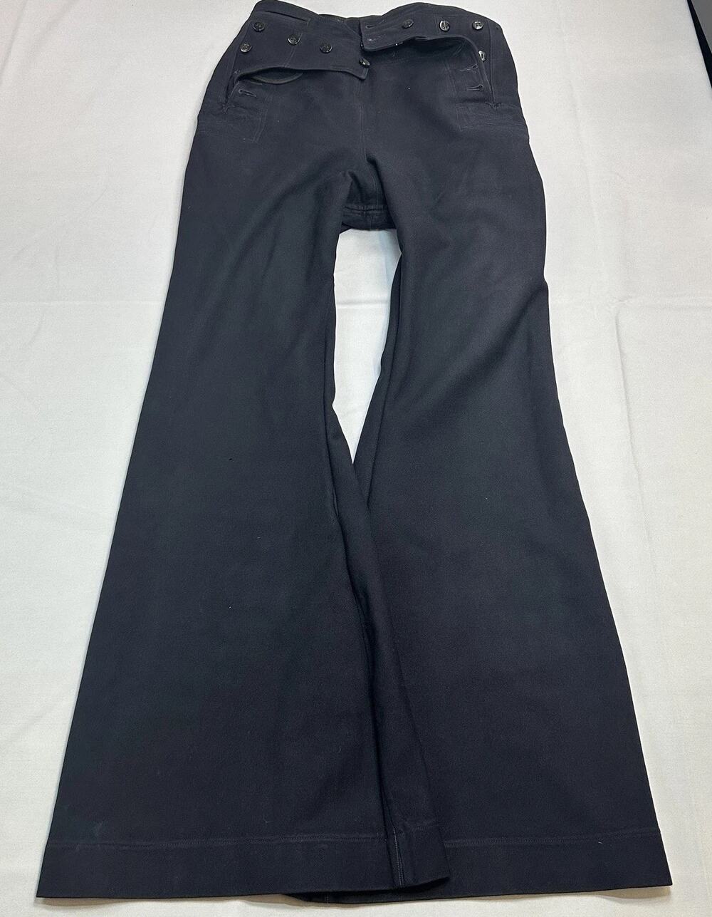Vintage US Navy Women Dress Pants 30x30 Blue Wool Flared Suspender Crackerjack